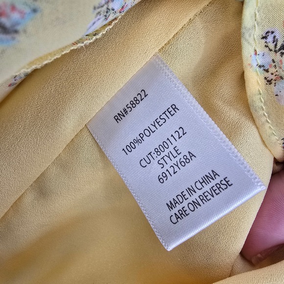 Max Studio Yellow Floral Ruffle Hem Sleeveless Shift Dress Womens Size Medium - Picture 6 of 9